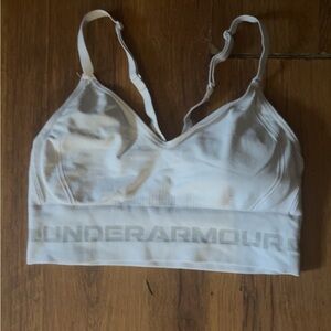 Under Armour White Sports Bra Moisture-Wicking V-Neck